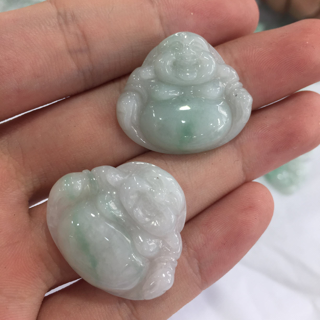 Factory Natural 100% Myanmar Green Jade Jasper Jadeite Jewelry Making Jade Laughing Buddha Pendant Chinese Classical