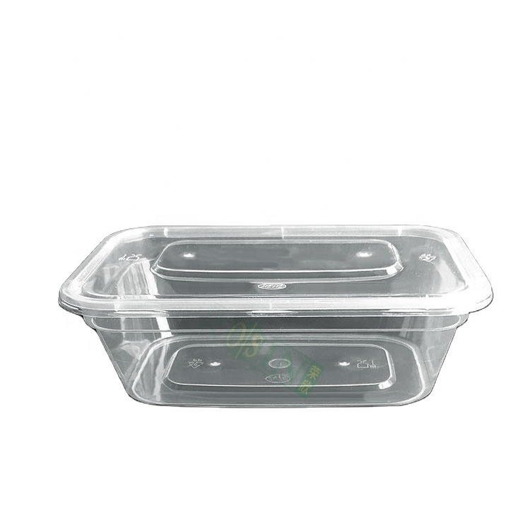 Pp Disposable Clear Plastic Microwave Rectangular Takeaway Lunch Box Food Container for Custom Packaging 750ml