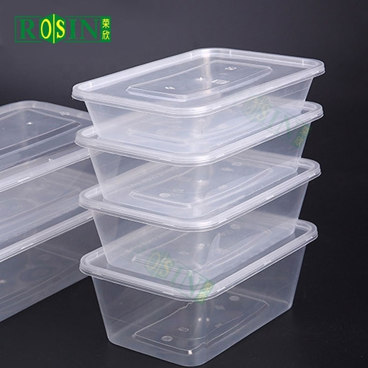 Pp Disposable Clear Plastic Microwave Rectangular Takeaway Lunch Box Food Container for Custom Packaging 750ml