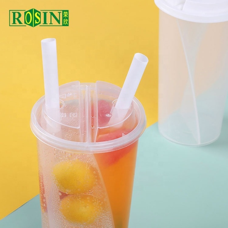 Double Enjoy Bubble Tea Cup Disposable Split Plastic Cup With Lids