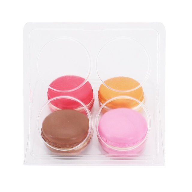 wholesale disposable clear plastic macaron container with lid 4 cavity macaron plastic clamshell insert packaging