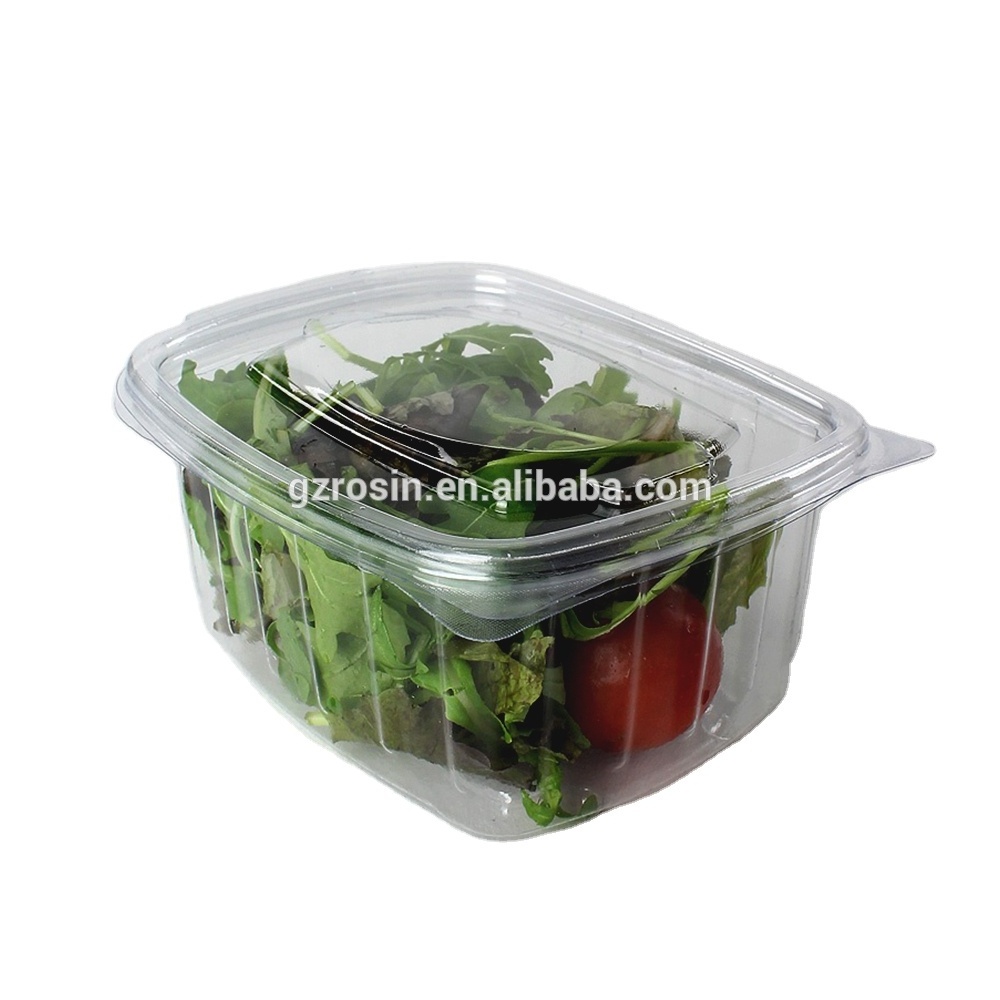 custom to go fruit box packaging container clamshell square plastic clear disposable takeaway salad container with lid