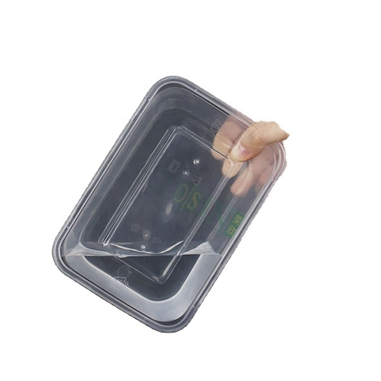 Pp Disposable Clear Plastic Microwave Rectangular Takeaway Lunch Box Food Container for Custom Packaging 750ml