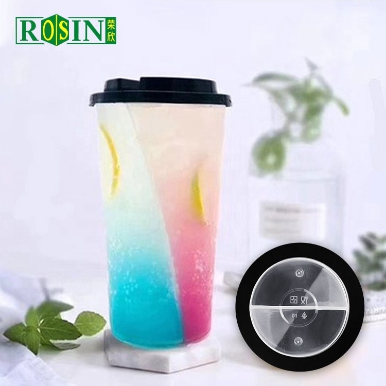 Double Enjoy Bubble Tea Cup Disposable Split Plastic Cup With Lids