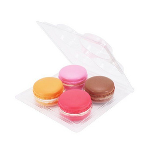 wholesale disposable clear plastic macaron container with lid 4 cavity macaron plastic clamshell insert packaging