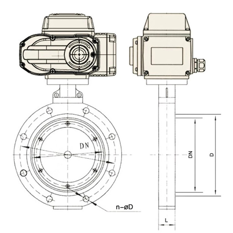 On Off Type / Modulating Type DN50 DN100 DN150 Motorized Butterfly Valve AC24V Electric Vacuum Butterfly Valve