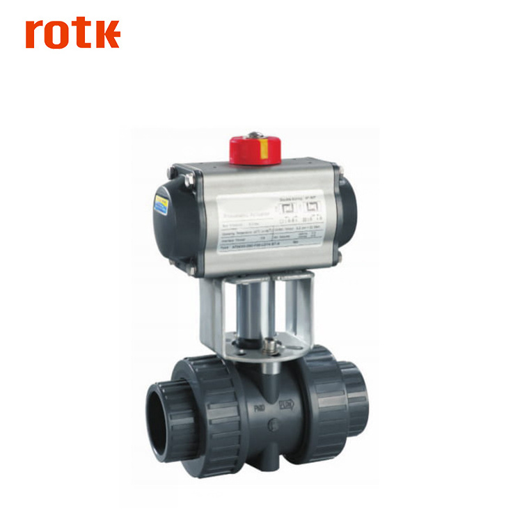 ROTK shut off motorized 4 6 inch water valve pneumatic actuators pvc double union electric upvc pvc ball valve