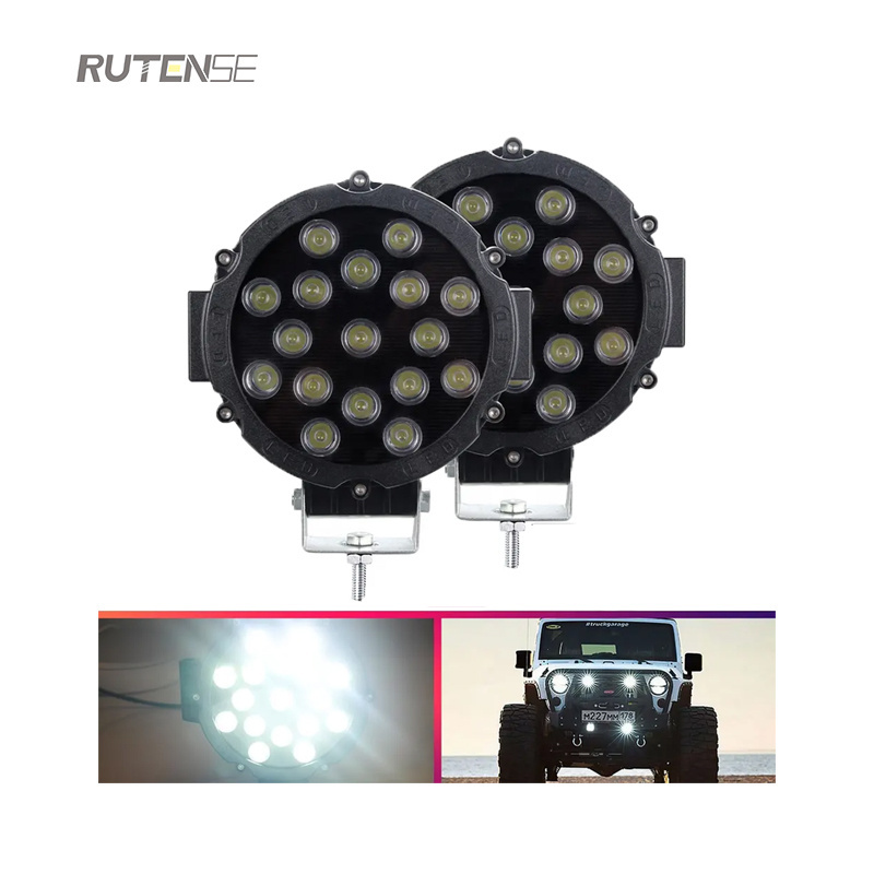 RUTENSE  51w LED work light spot beam Driving lights for offroad Truck Tractor ATV SUV UAZ auto 4WD 4x4 ramp 12V 24V 6500k car