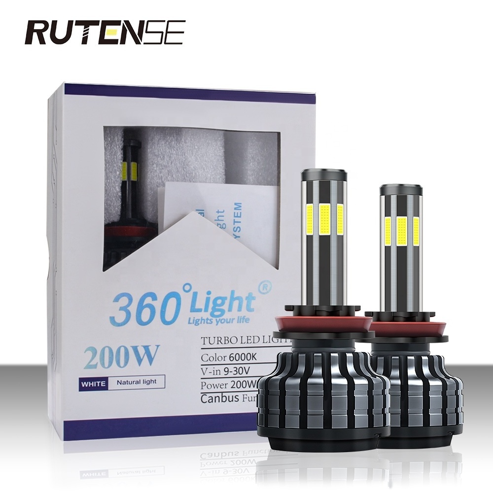 RUTENSE High Quality 6Sides H7 LED Bulb 120W 360 Degree Super Bright Car Headlights H4 H11 HB3 9005 /Auto Led Headlight