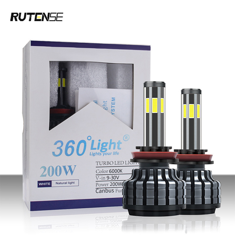 RUTENSE Auto lighting system vehicle cars led head lights 6 sides headlights X6 h7 h11 h4 led headlights bulb 9006 bus headlamp