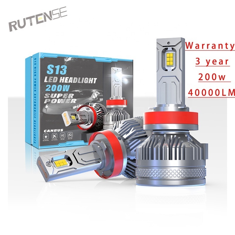 RUTENSE Newest Design High Power S13 Auto Lighting System 200W 40000lm Car Headlamp H4 H11 LED Car Headlight With Canbus