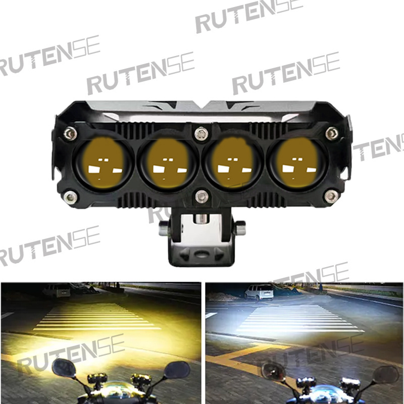 RUTENSE Motorcycle Headlight LED Waterproof Fog Lamp Spotlight Ultra Bright Dual Colors Flashing Motorcycle Lighting System