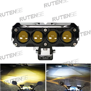 RUTENSE Motorcycle Headlight LED Waterproof Fog Lamp Spotlight Ultra Bright Dual Colors Flashing Motorcycle Lighting System