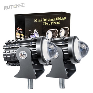 RUTENSE Wholesale Dual Color Motorcycle Lights 20W Mini Driving LED Light High Low Beam Motor Lighting Systems