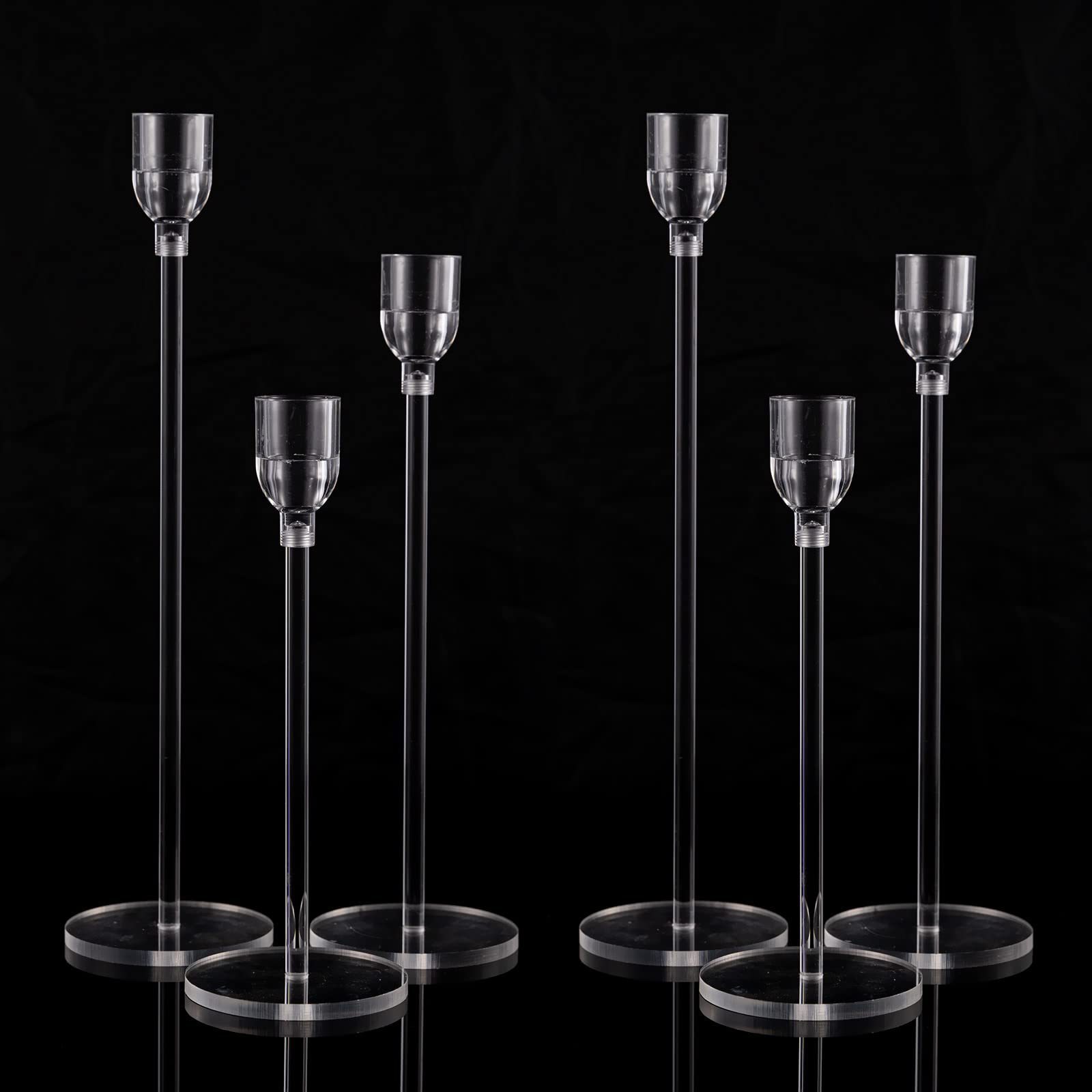 3pcs Acrylic Candle Holders Centerpieces for Table, Taper Candle Holder for Wedding Decor, Dining Room, Halloween