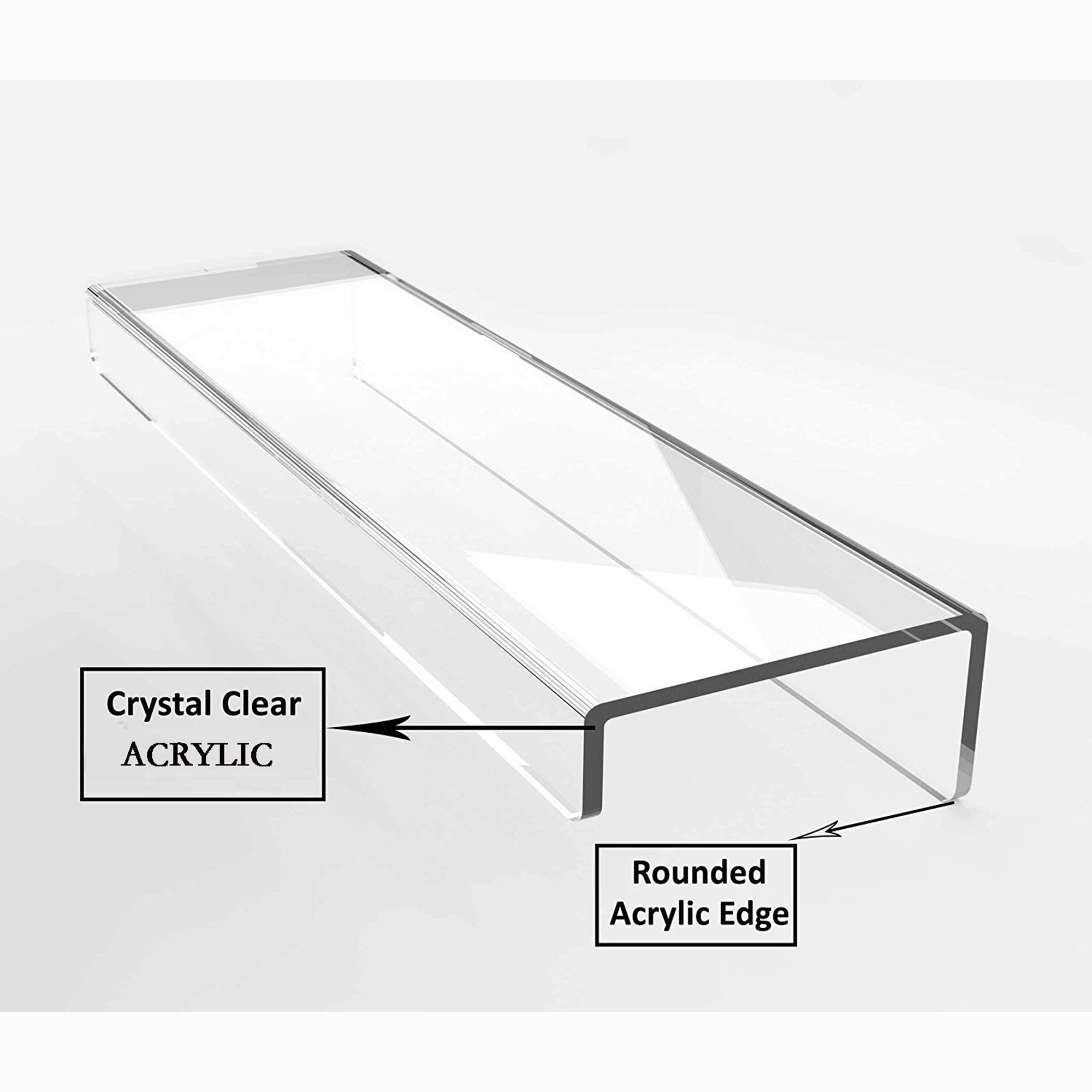 Floating shelf 15 inches (about 38.1 cm) acrylic wall edge shelf transparent 4-piece display bookshelf