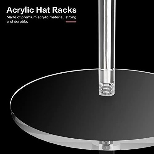 12 Inch in Height 2 Set Clear Acrylic Hat Stand and Wig Display Rack Hat Stands for Display Hat Pedestal Stand