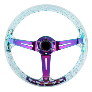 Universal Auto Parts 350mm 14 inch 70mm Deep Racing Sports Acrylic Transparent Steering Wheel