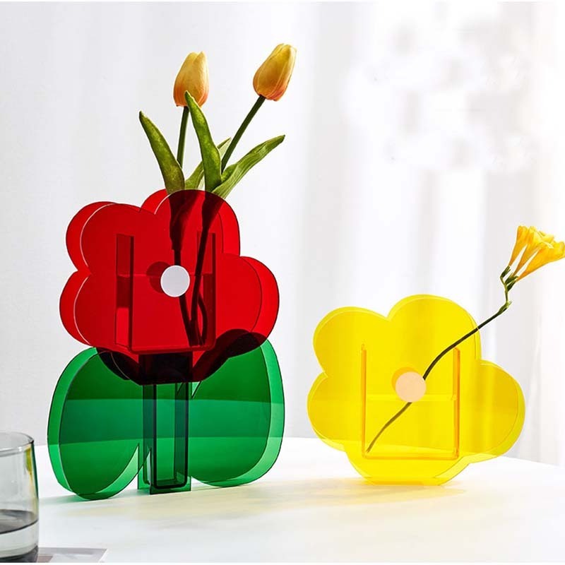 Acrylic Cloud Shape Flower Vase Make Up Brush Pen Holder Decorative Modern Contemporary Design Vase Decor Supplies