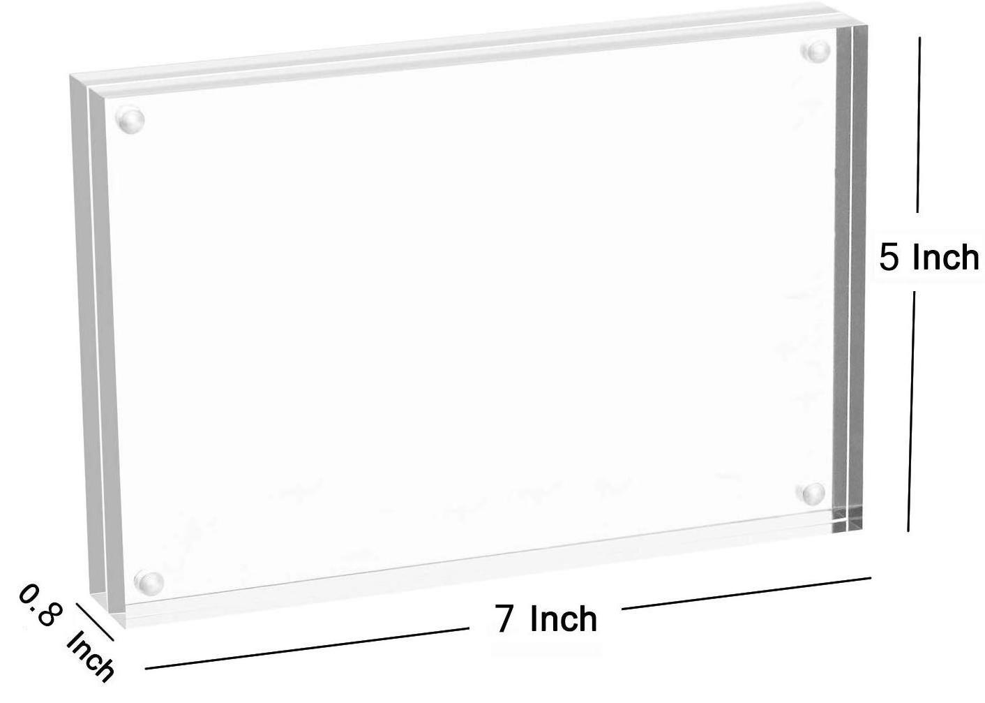 Acrylic Photo Frames 12.7 x 17.7cm Clear Double Sided Magnetic Picture Frameless Desktop Display with Photo Frame Holder