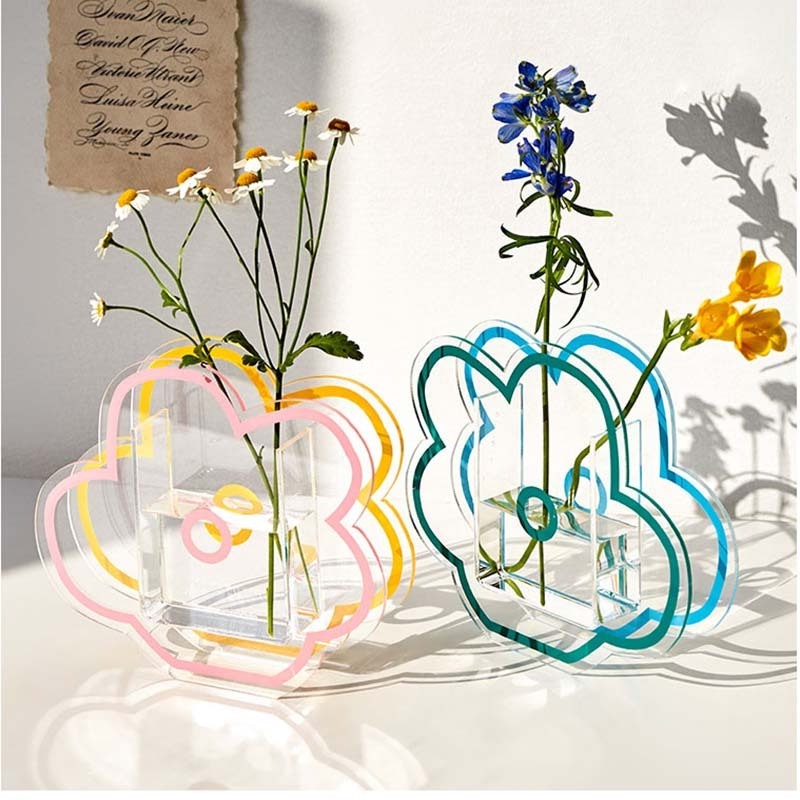 Acrylic Cloud Shape Flower Vase Make Up Brush Pen Holder Decorative Modern Contemporary Design Vase Decor Supplies