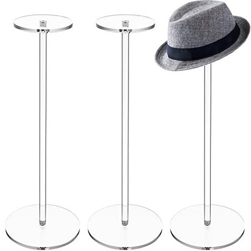 12 Inch in Height 2 Set Clear Acrylic Hat Stand and Wig Display Rack Hat Stands for Display Hat Pedestal Stand