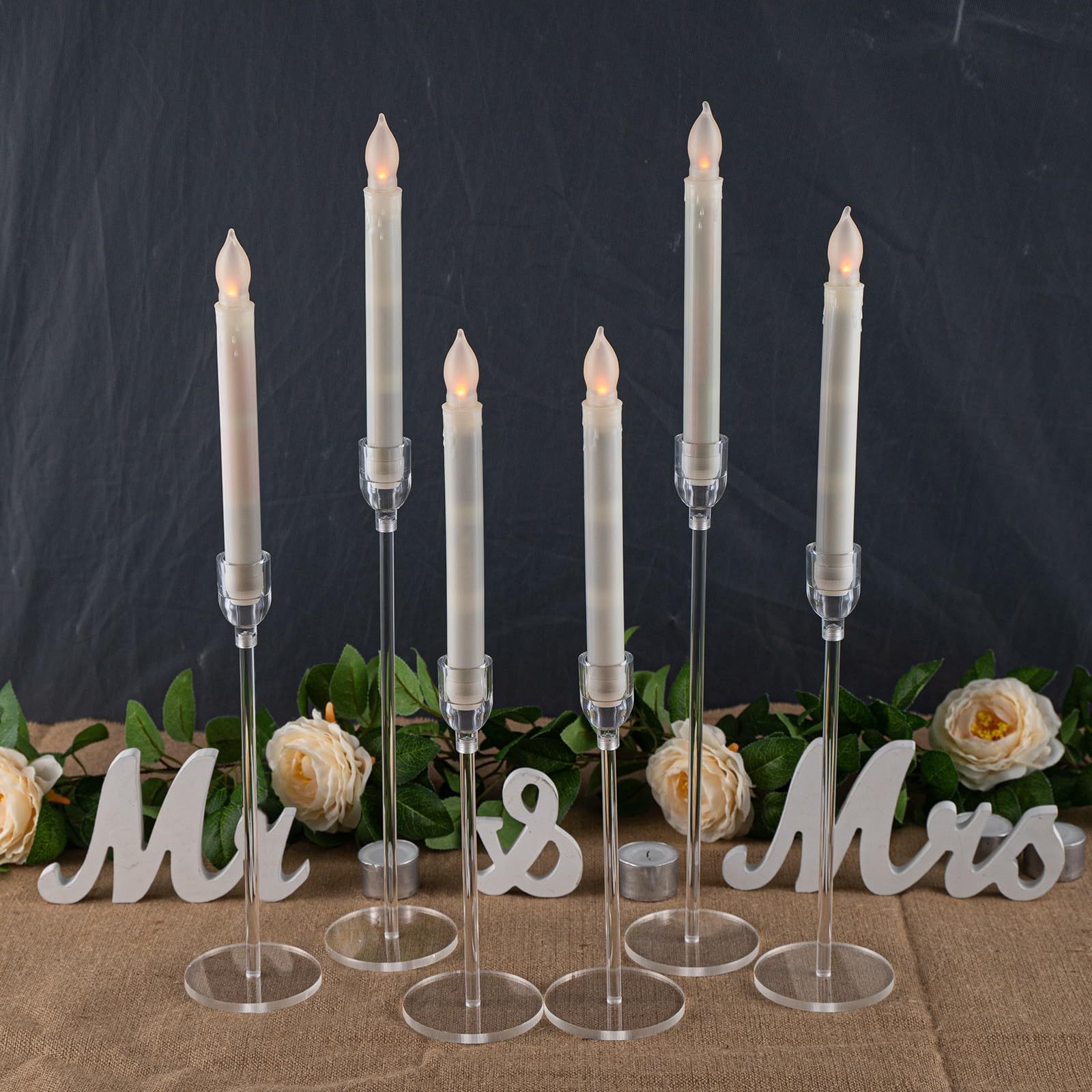 3pcs Acrylic Candle Holders Centerpieces for Table, Taper Candle Holder for Wedding Decor, Dining Room, Halloween