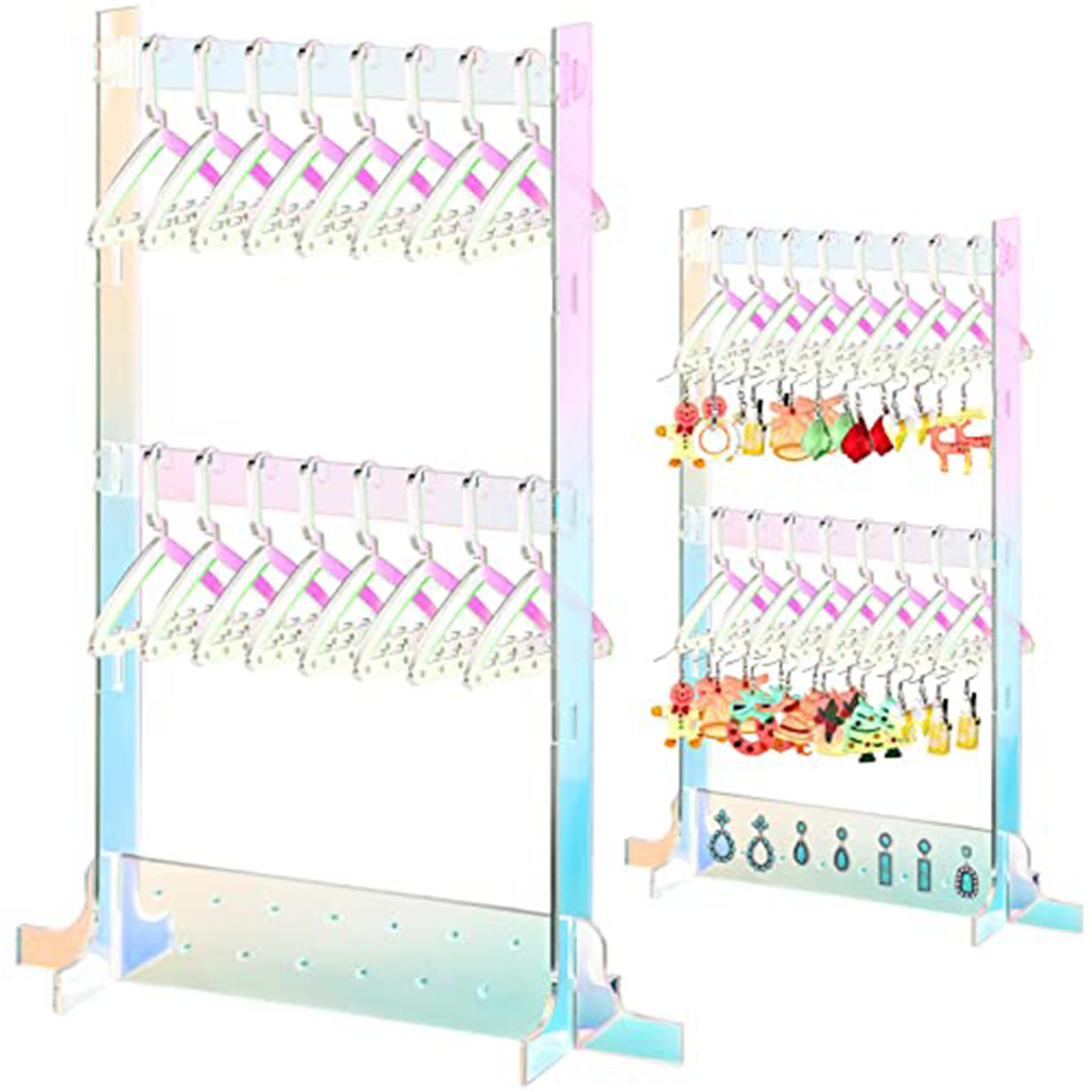 Earring Rack Holder with Coat Hangers Mini Earring Necklace Hanger Acrylic Rack Jewelry Stand Organizer Earring Display Stand