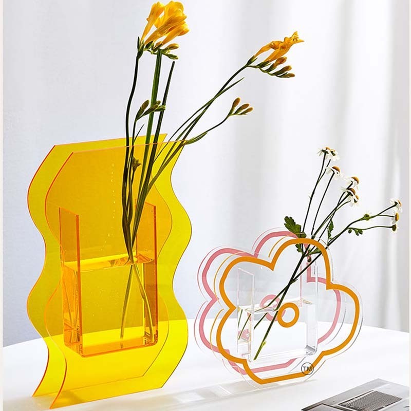 Acrylic Cloud Shape Flower Vase Make Up Brush Pen Holder Decorative Modern Contemporary Design Vase Decor Supplies