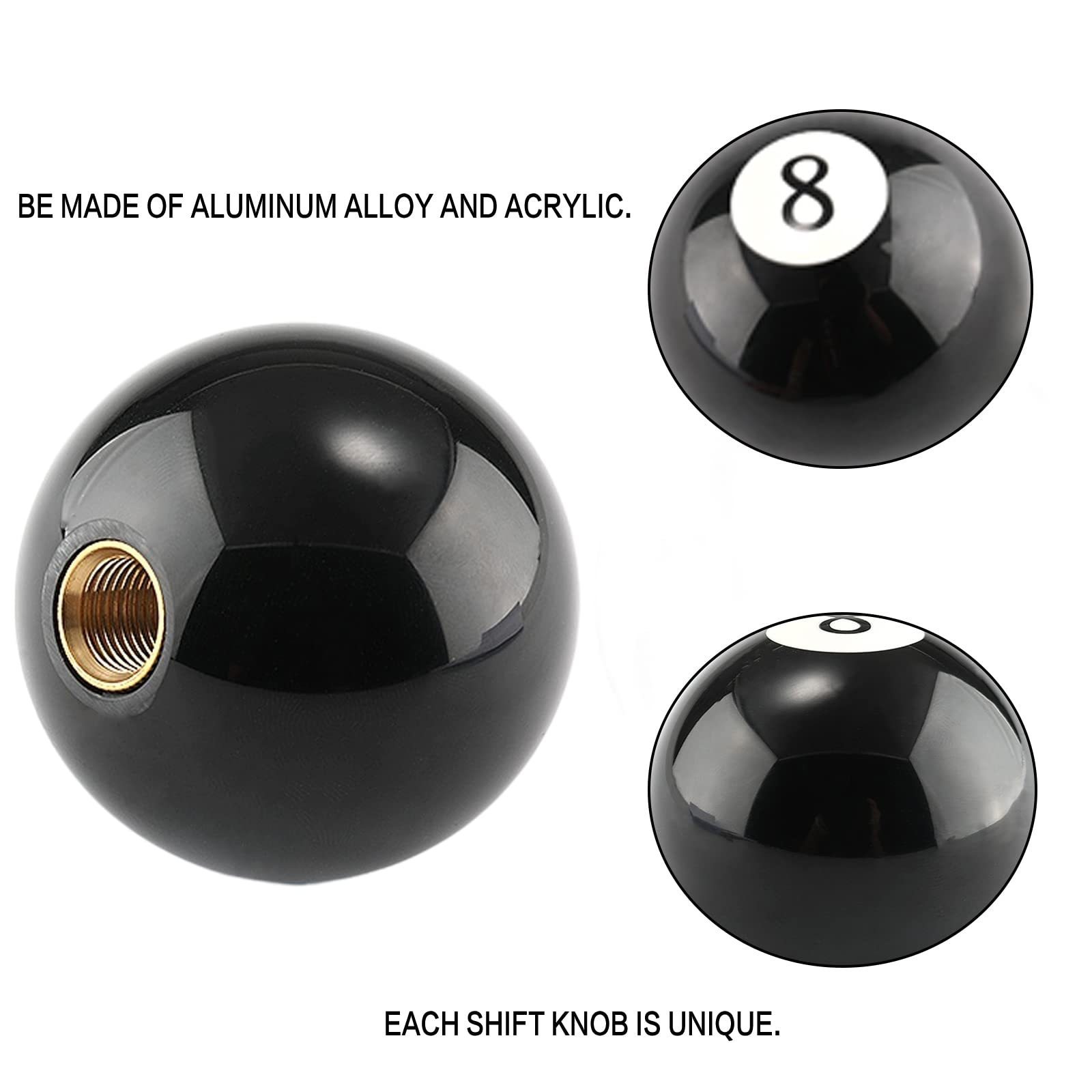 Round 8 Ball Shift Knob 5 6 Speed Billiard Pool Ball Gear Shifter Knob for Manual Automatic Vehicles with Adapters