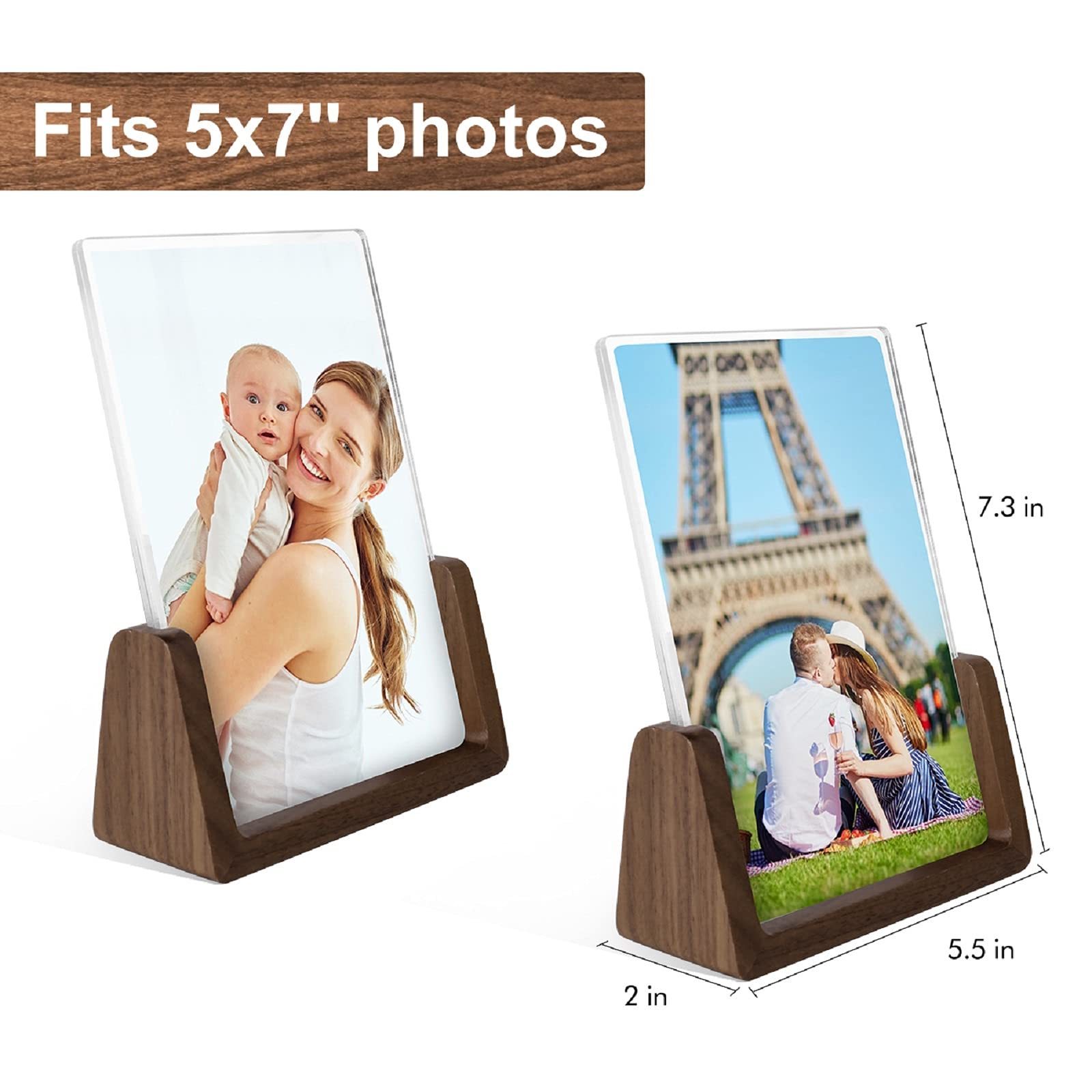 Photo frame - 12.78 x 17.88 cm wood country frame with walnut base and high definition shatter resistant acrylic