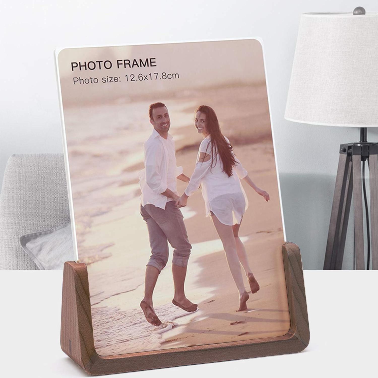 Photo frame - 12.78 x 17.88 cm wood country frame with walnut base and high definition shatter resistant acrylic