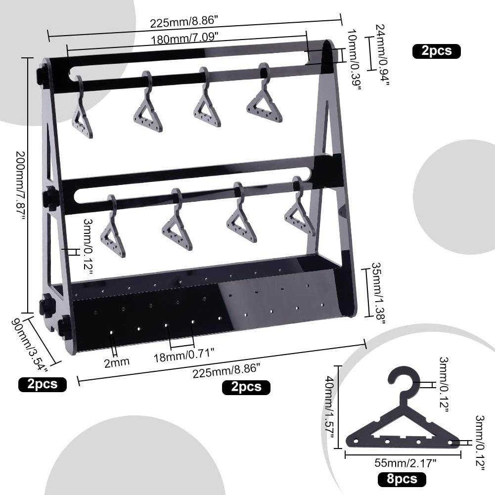 Different Colors Acrylic Clothing Rack Earring Hanger Earrings Display Holder with Coat Hangers for Home Store