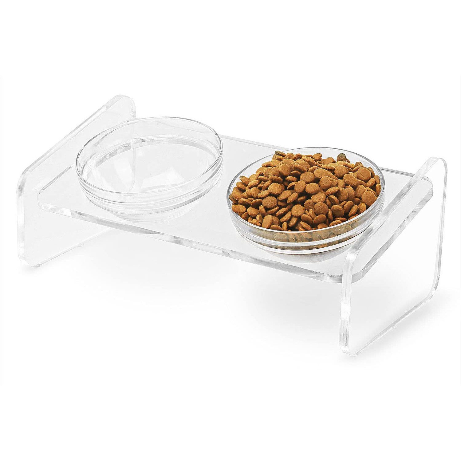 Dog And Cat Bowls Elevated Set Acrylic Feeder Stand With 2 Set Removable Stainless Steel And Glass Bowls For Small Pet