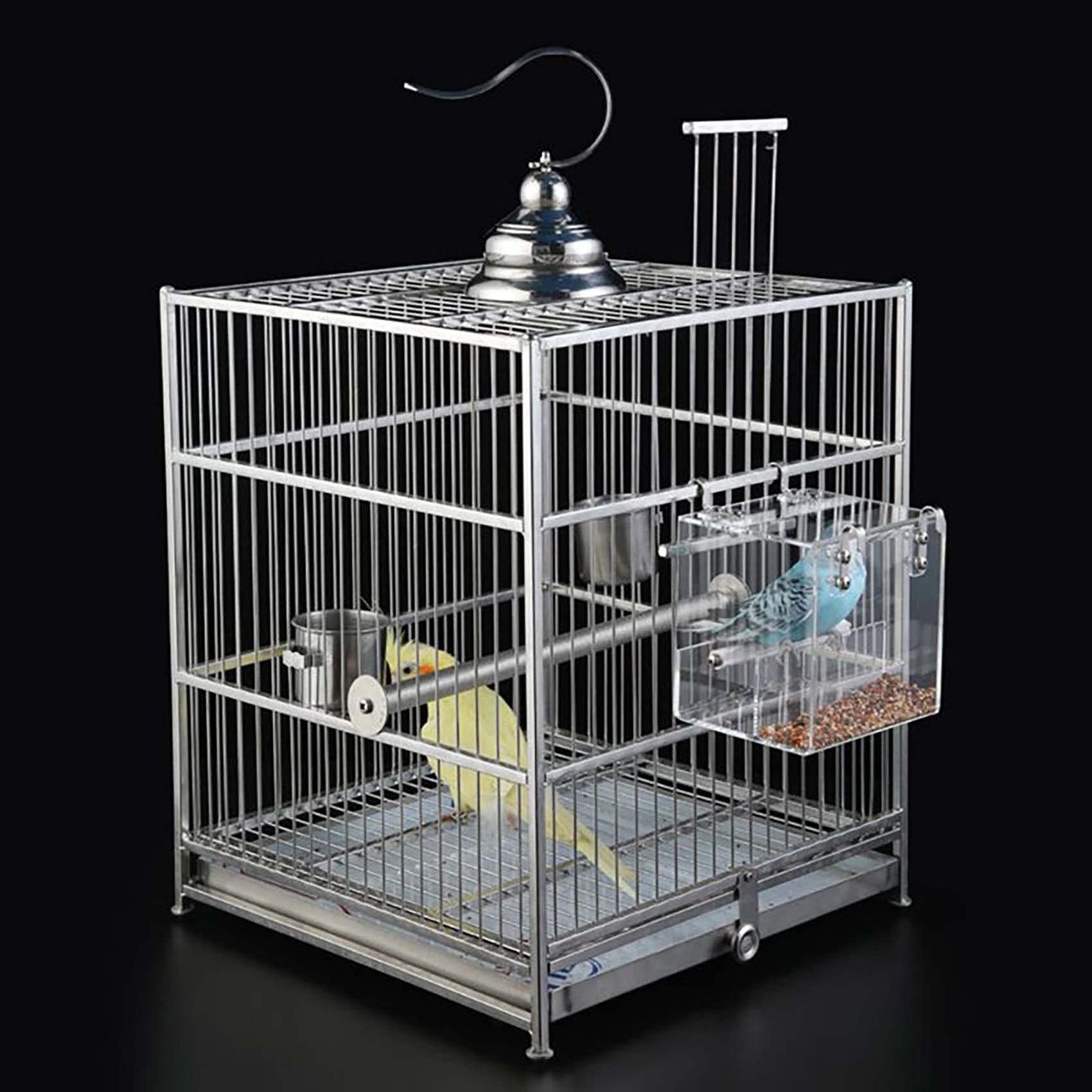 Portable Shower No-Leakage Bird Bathtub Acrylic Bird Bath Cage with Hanging Hooks for Most Birdcage