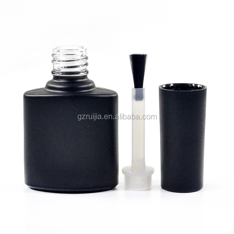 Matte frosted black square round 5ml 7ml 10ml 11ml 13ml 14ml 17ml empty glass UV gel nail polish bottle with black lid