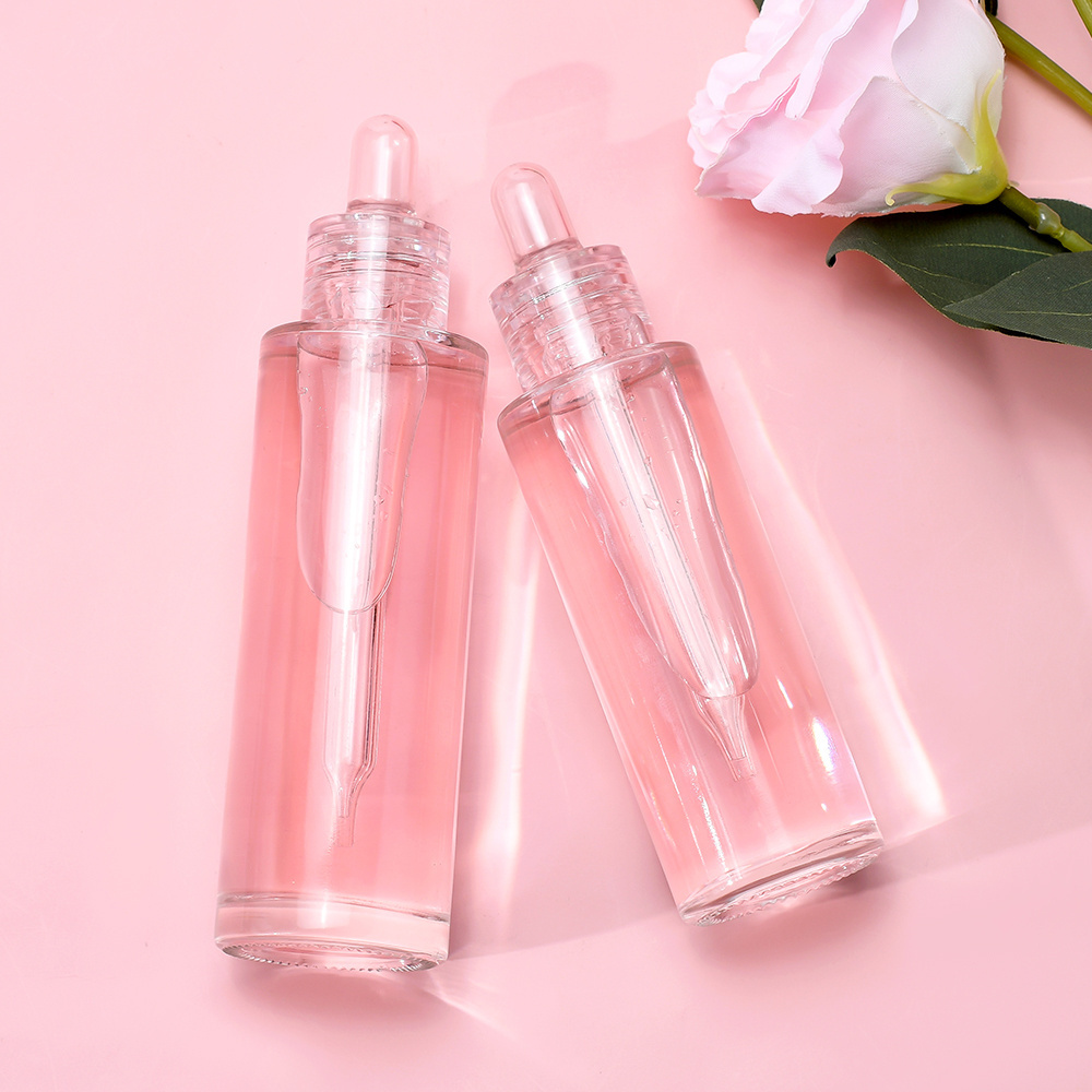 Cosmetic Skin Care Packaging 20ml 30ml Clear Cylinder Hair Beard Essential Oil Serum Glass Dropper Bottle