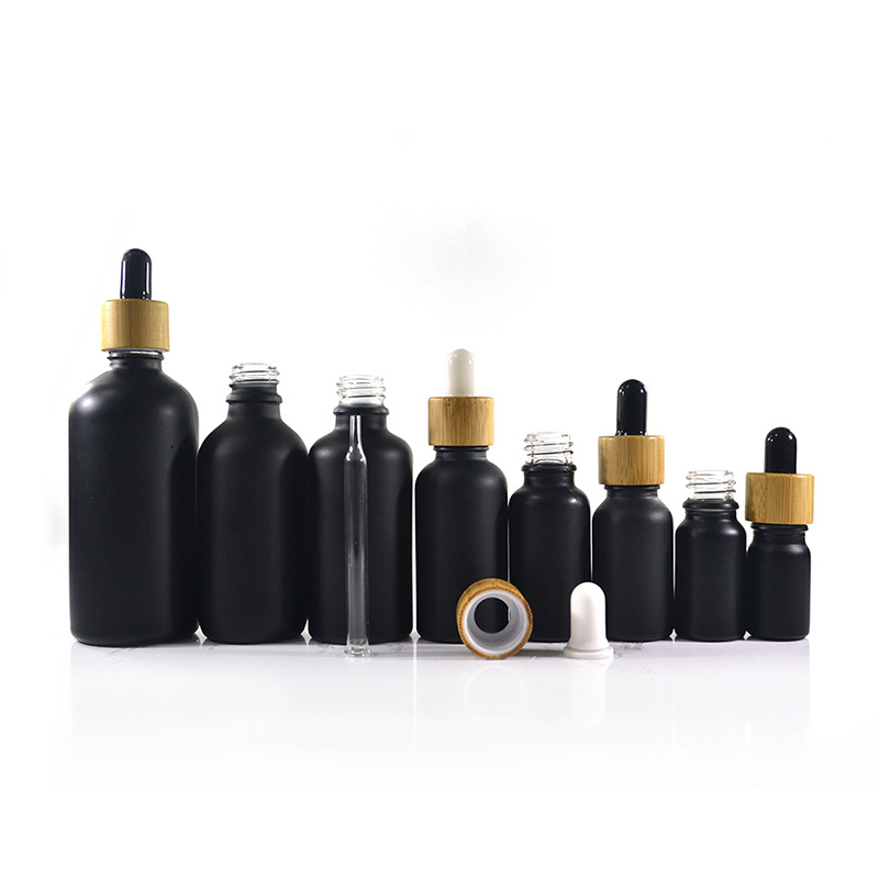 Essence oil  skin care massage oil 15ml 20ml 30ml 50ml 100ml 120ml matte frosted black glass dropper bottle