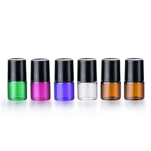 Essential oil perfume roller bottle  clear amber pink purple green 1ml 2ml 3ml  10ml  glass roll on bottle with cap