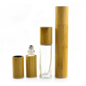 15ml  Bamboo cosmetic packaging attar perfume bottle  10ml essential oil  glass roll on bottle with bamboo lid