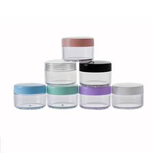 Wholesale Cosmetic Sample Container 3g 5g 10g 15g 20g mini Travel size Plastic Cosmetic cream Pot Jar with colored lid