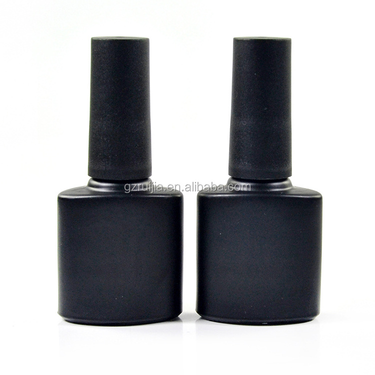 Matte frosted black square round 5ml 7ml 10ml 11ml 13ml 14ml 17ml empty glass UV gel nail polish bottle with black lid