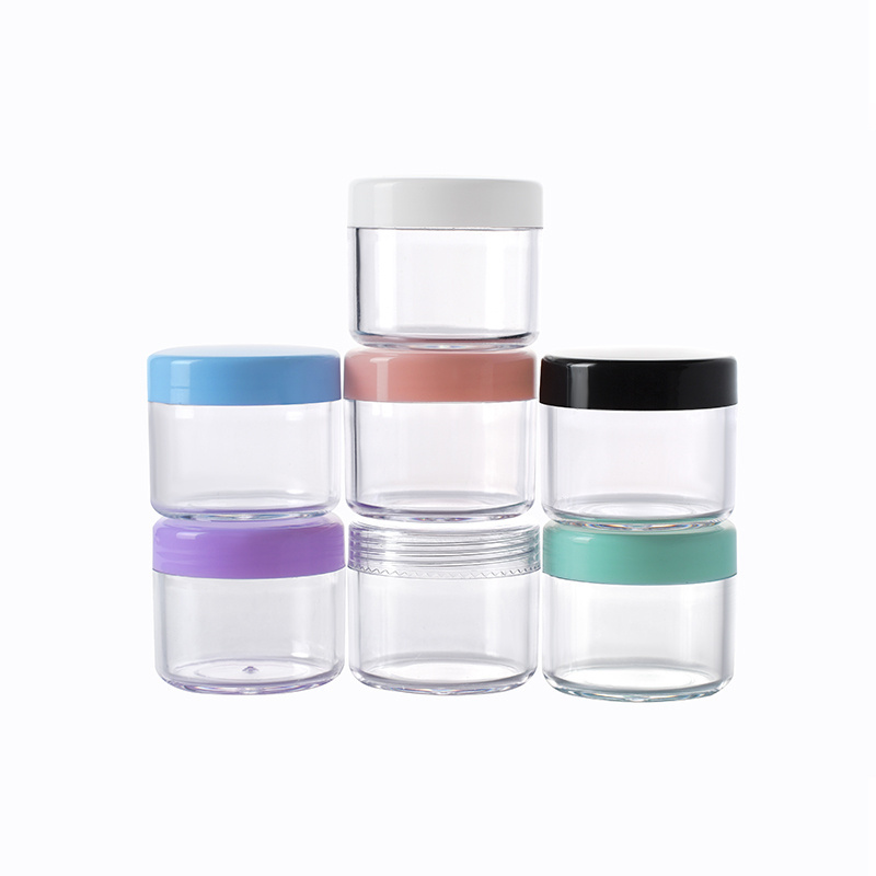 Wholesale Cosmetic Sample Container 3g 5g 10g 15g 20g mini Travel size Plastic Cosmetic cream Pot Jar with colored lid