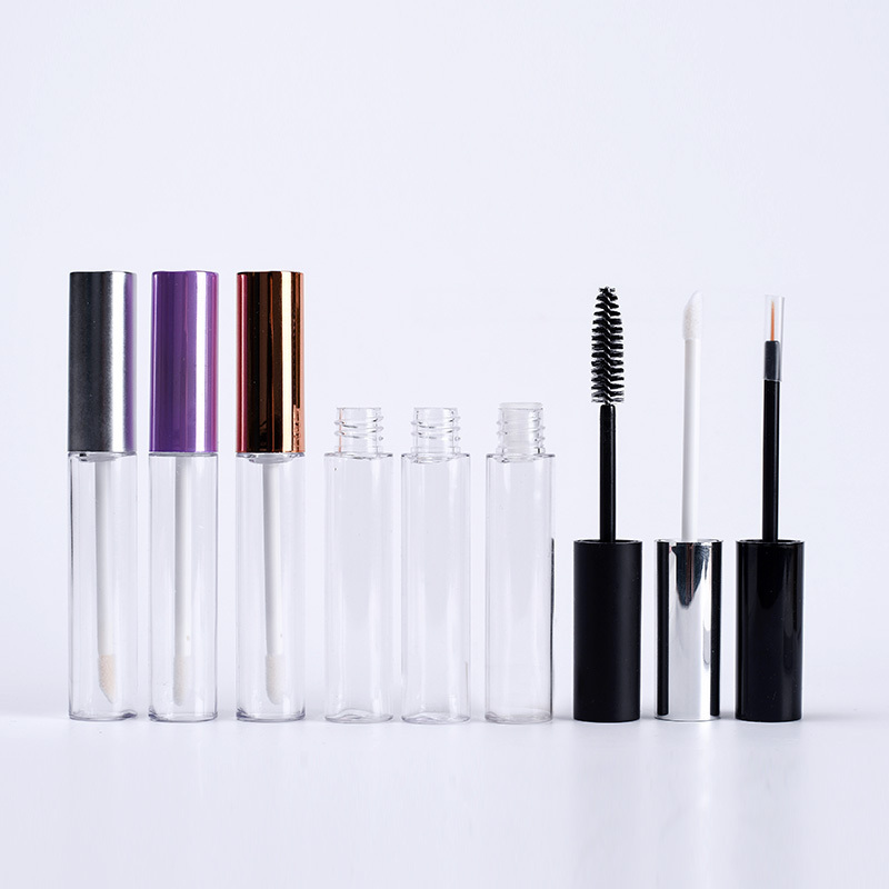 Private Label Small Mini  cosmetic packaging 3ml 5ml 10ml  empty plastic lip gloss tube with brush