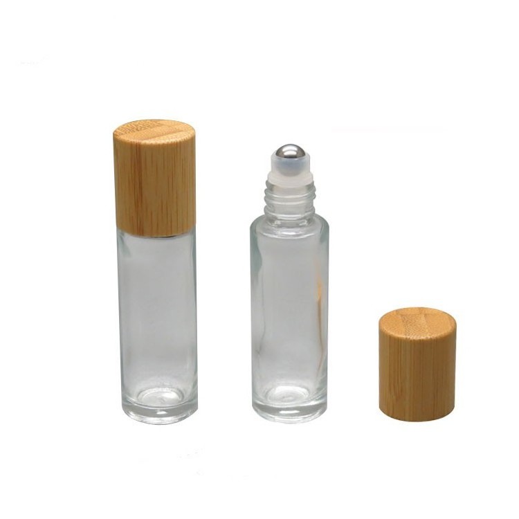 15ml  Bamboo cosmetic packaging attar perfume bottle  10ml essential oil  glass roll on bottle with bamboo lid