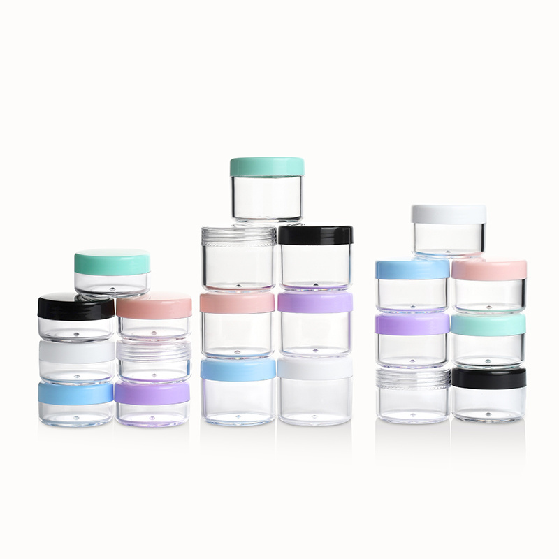 Wholesale Cosmetic Sample Container 3g 5g 10g 15g 20g mini Travel size Plastic Cosmetic cream Pot Jar with colored lid