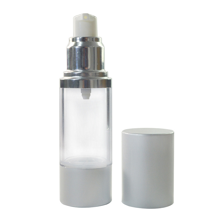 luxury vacuum 15ml 30ml 50ml 100ml empty black white gold sliver acrylic lotion airless pump bottle