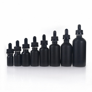 Essence oil  skin care massage oil 15ml 20ml 30ml 50ml 100ml 120ml matte frosted black glass dropper bottle