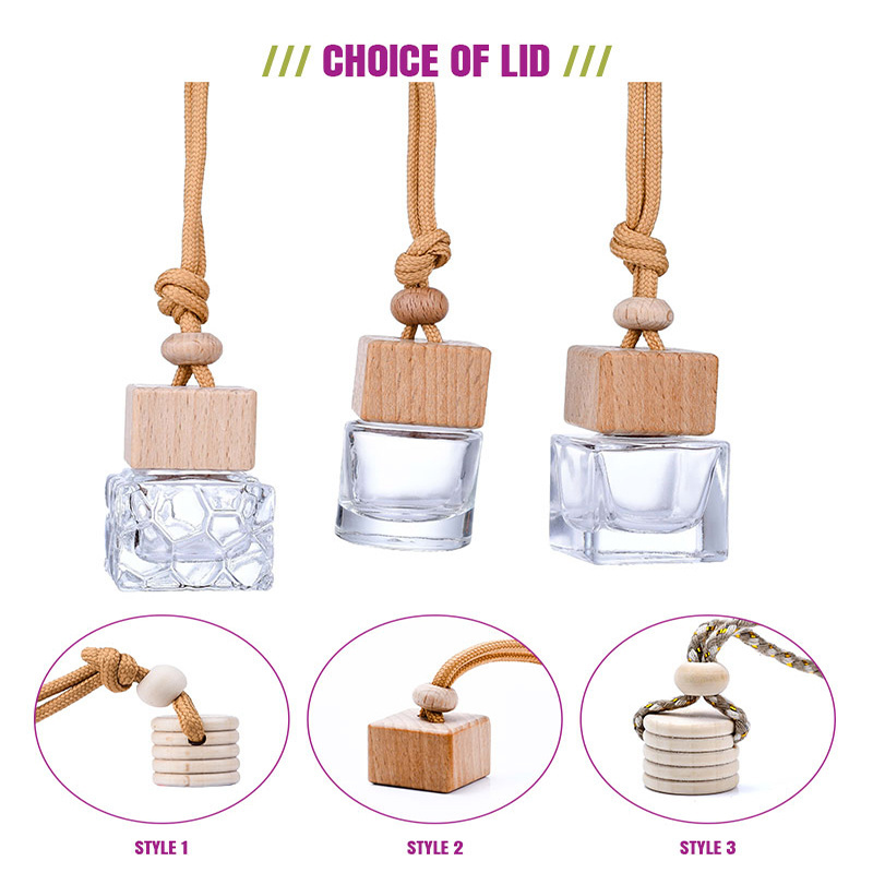 Aroma Diffuser 5ml 8ml 10ml 12ml 15ml 17ml fragrance bottle diffuser glass car air freshener hanging perfume bottle with wooden