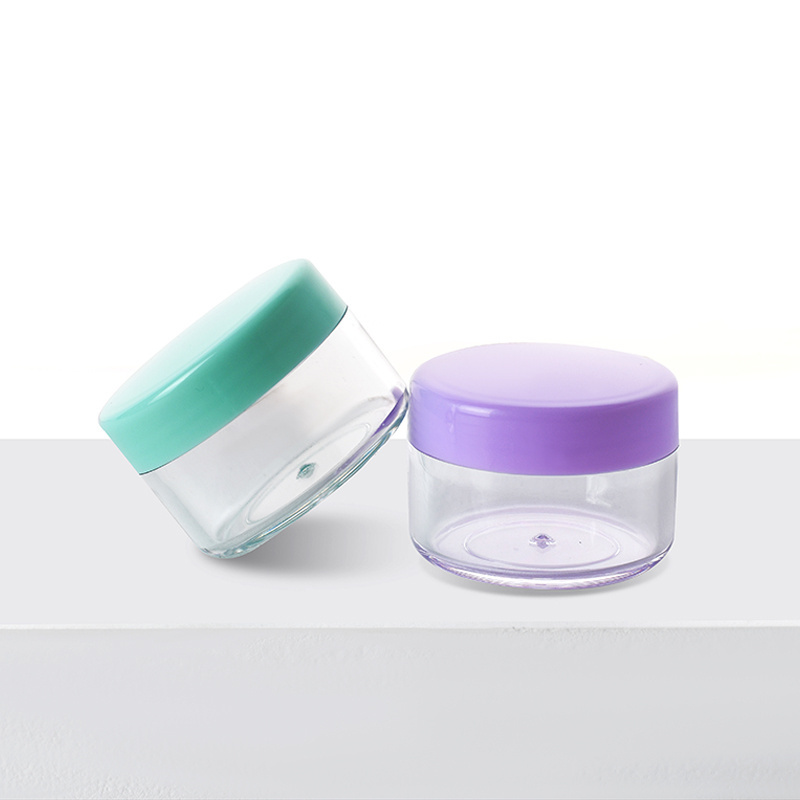 Wholesale Cosmetic Sample Container 3g 5g 10g 15g 20g mini Travel size Plastic Cosmetic cream Pot Jar with colored lid